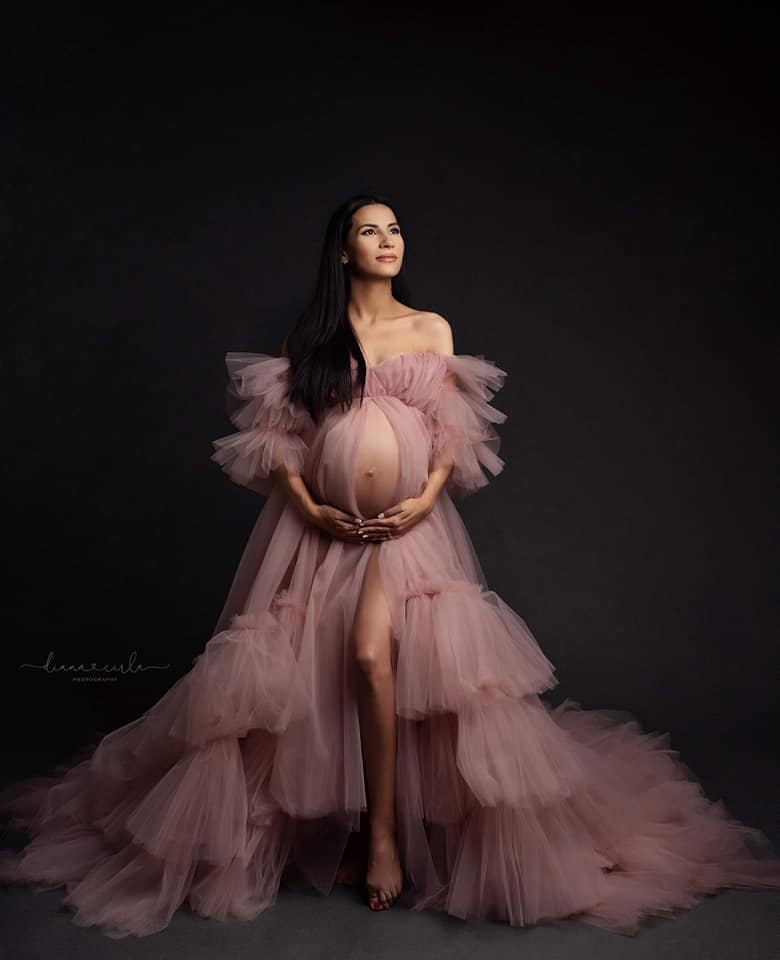 HIRE EXTRA LONG TULLE MATERNITY DRESS ...